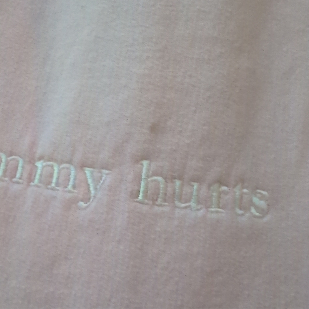 Gildan Women's "My Tummy Hurts" Graphic Light Pink Custom Crewneck Sweatshirt - Picture 11 of 11